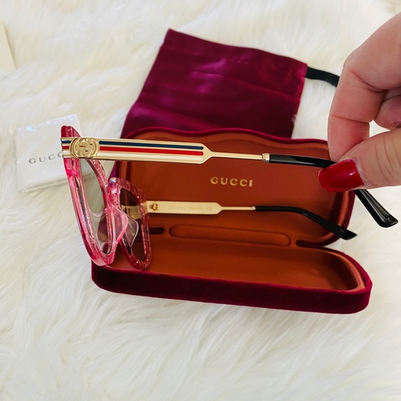 Gucci 51MM oversize pink glitter sunglasses - Picture 6 of 11